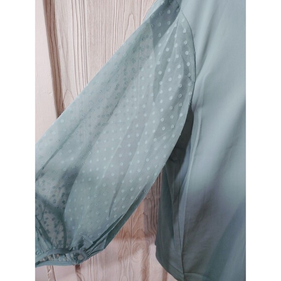 Bebonnie Women's Plus XXL Top Flowy Green Puff Sleeve Sheer SOFT Mesh NWT - Picture 12 of 15